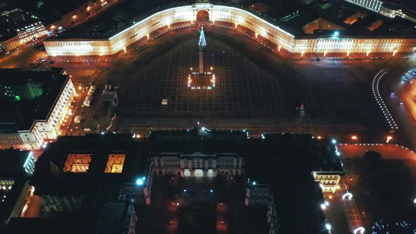 Aerial View of Palace Square with General Staff Building in Background, St Petersburg, Russia