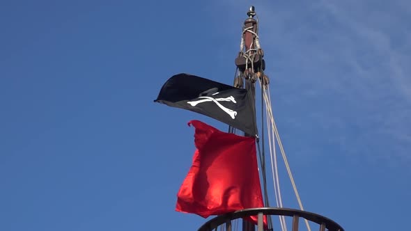 Pirate flags on a mast