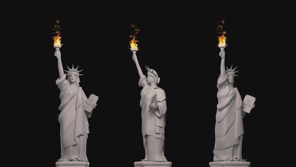 American Statue of Liberty on Independence Day  with a  burning torch on a transparent background