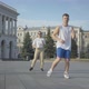 Group of Professional Dancers Performing on City Square at Sunrise, Four Confident Caucasian Men  - VideoHive Item for Sale