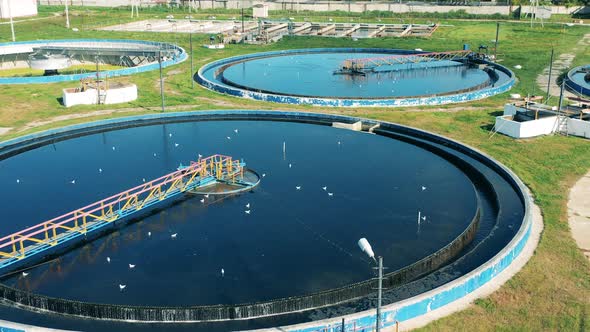 Round Wastewater Treatment Facilities Located Outdoors alt