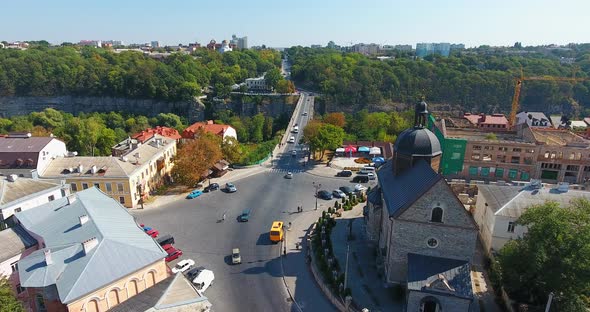 Panoramic Aerial drone view of city