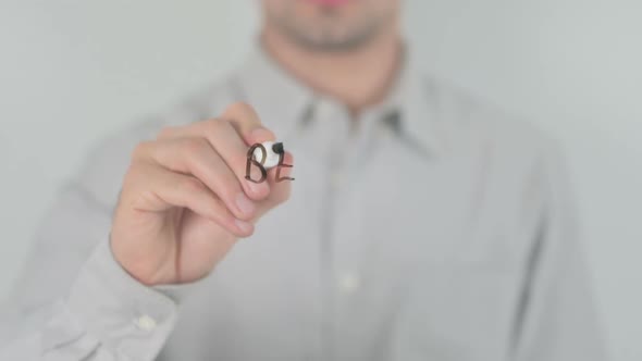 Get Started Man Writing on Transparent Screen alt