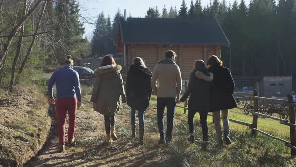 Rear view of a group walking alt