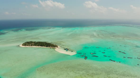 Tropical Island with Beach and Atoll with Coral Reef alt