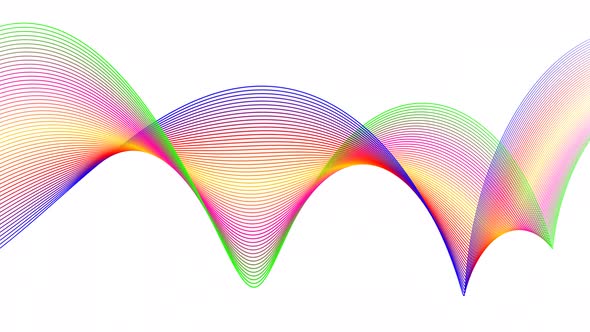 Blue Green Red Pink Yellow Shape Line Wave Animated On White Background alt