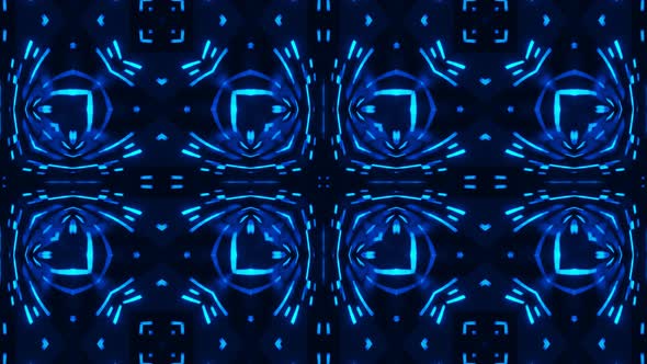 Abstract symmetrical pattern with neon glowing lines. Modern vj loop party background alt