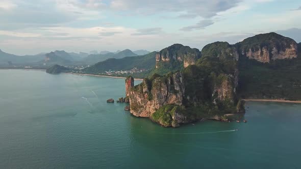 Aerial View of Lagoon and Beach Railay Thailand alt