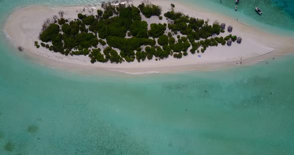 Luxury aerial clean view of a white paradise beach and blue water background in best quality 4K alt