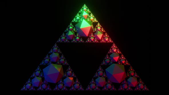 Triangular Rotating Gemstones Fractal Pattern Motion Graphics Background