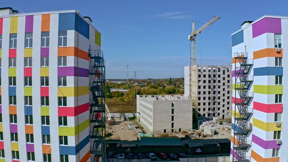 Construction Of A High Rise Building, View From Above.