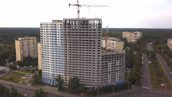 Construction Building on the Outskirts of Kiev