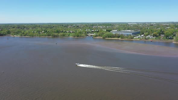 Boat on a River Aerial