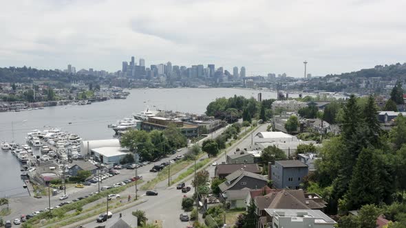 Seattle Washington Usa Aerial View Of City From High Above Fremont Neighborhood alt
