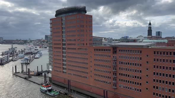Panorama Of Retro Hamburg Buildings From A Height