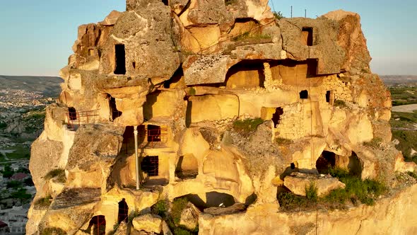 Awesome aerial view of Ortahisar 4 K Turkey Cappadocia alt
