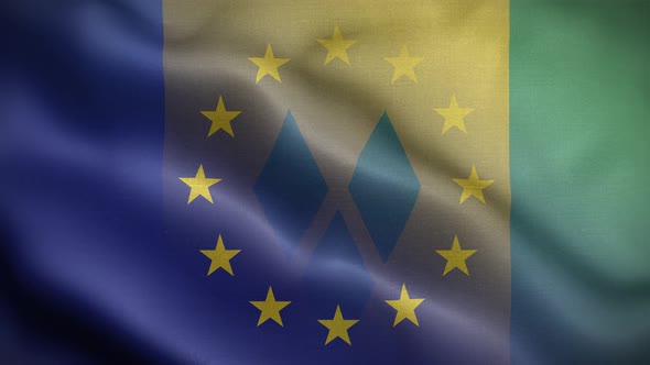 EU Saint Vincent And The Grenadines Flag Loop Background 4K