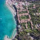 Aerial photography of Fethiye beach - adjacent to a winding road - VideoHive Item for Sale