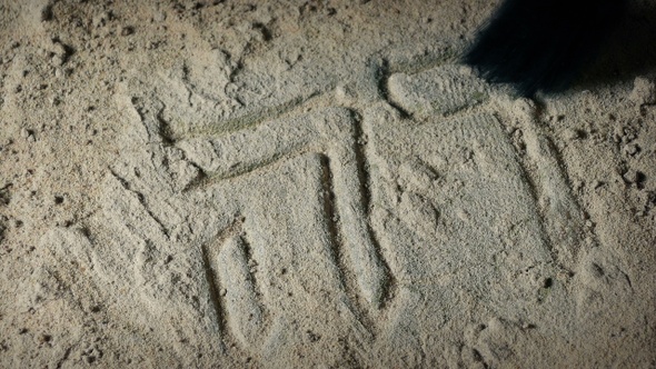 Ancient Hebrew Symbols Excavated With Brush alt