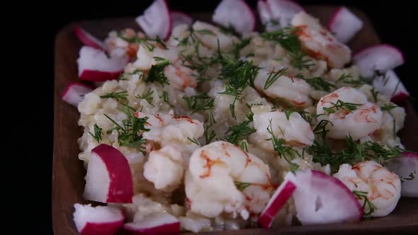 brown rice dish with shrimps