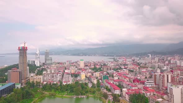 Shooting from a height on the resort city of Batumi in Georgian Adjara. alt