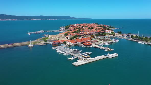 Aerial view to a old town of Nessebar alt