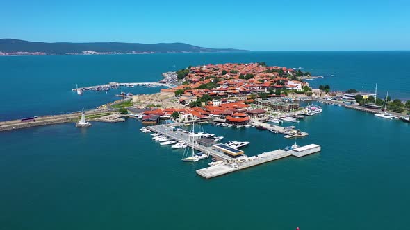 Aerial view to a old town of Nessebar
