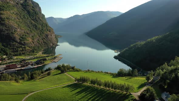 Aurlandsfjord Town Of Flam at Dawn alt