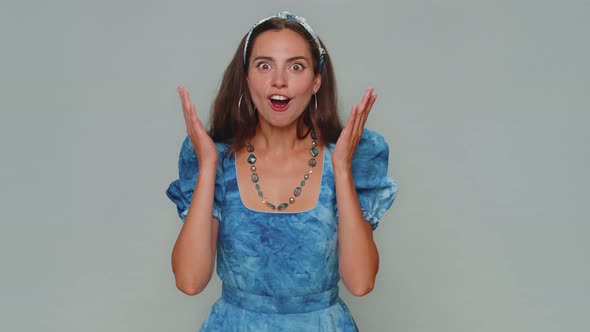 Excited Amazed Woman Shocked By Sudden Victory Game Winning Lottery Goal Achievemen Good News Wow alt