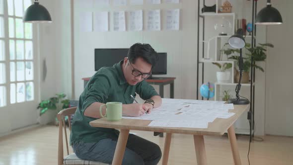 Pre-Production For Film Movie Story Concept : Asian Man Drawing Storyboard Animation Comic Cartoon alt