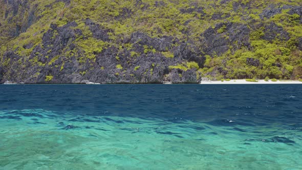 Rippled Ocean Water of Tapiutan Strait on Island Tour in El Nido, Palawan, Philippines. Bacuit alt