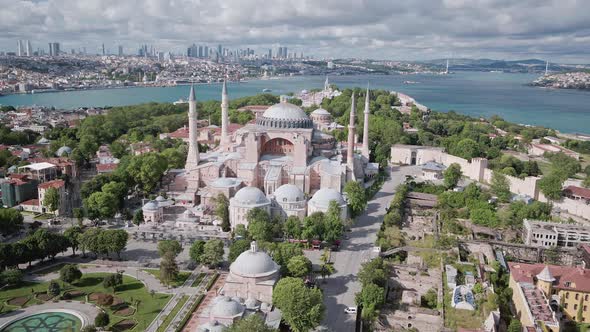 Aerial View of Hagia Sophia Mosque in Istanbul 4K UHD alt