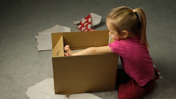 Preschool Toddler Girl Open Christmas Surprise Gift Present Looking in Box