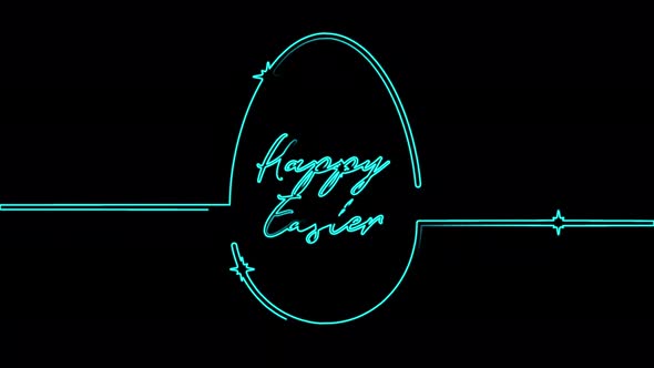 Happy Easter eggs seamless animation with neon lines. Video 4K animation of glowing neon alt