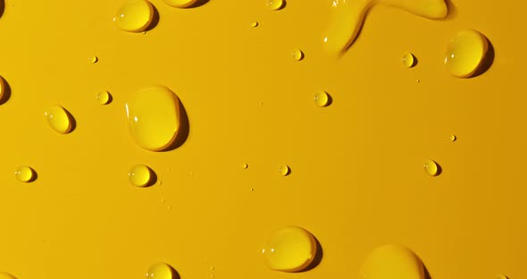 Abstract water drops on yellow background, macro, Bubbles close up,