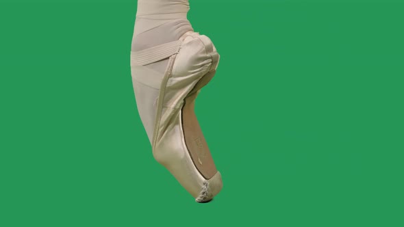 Pointe Shoes Professional Ballet Shoes on Green Screen alt