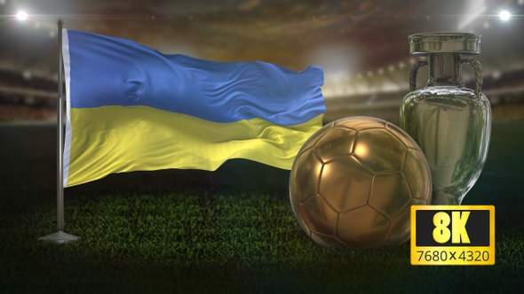 8K Ukraine Flag with Football And Cup Background Loop alt