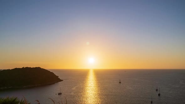 Sunset on Andaman sea at View Point near Laem Promthep Cape, Phuket, Thailand - Time Lapse