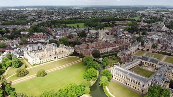 Aerial view of Cambridge as the clouds move over the city alt