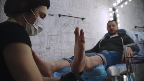 Pedicure Procedure  Master Polishes Harsh Skin Heel Her Male Client alt