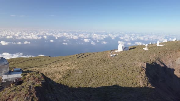 View Of Observatories From Top Of Roque De Los Muchachos, La Palma