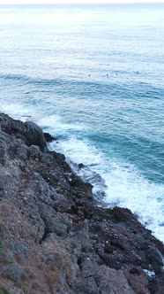 Vertical Video Sea Near the Coast  Closeup of the Coastal Seascape alt