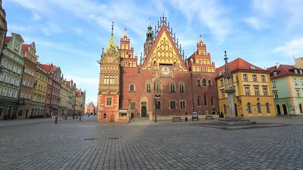 View of historic Town Hall of Wroclaw