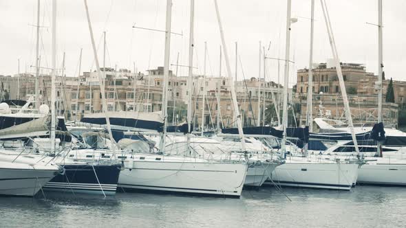 Sail Boats Moored At Msida Marina In Malta