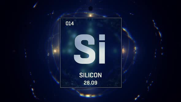 Silicon As Element 14 Of The Periodic Table On Blue Background