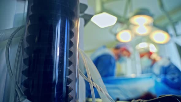 Mechanical ventilation system. Mechanical ventilator for patient in hospital alt