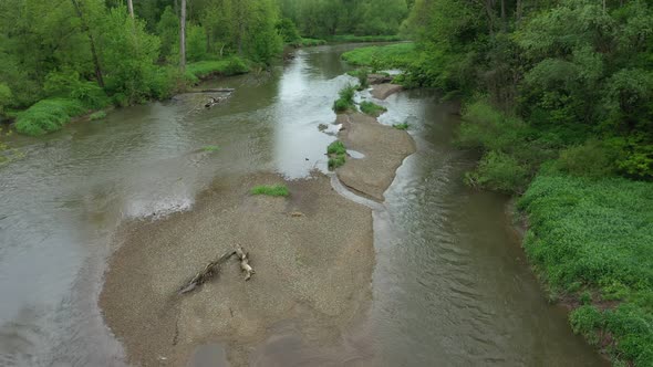 River Meanders Floodplain Delta Dron Aerial Video Shot Inland Sandy Sand Alluvium Forest Lowlands
