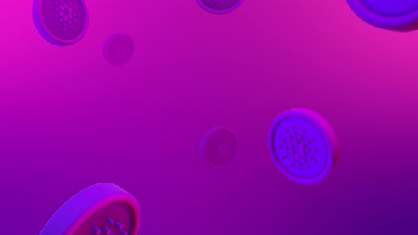 Cardano Cryptocurrency Falling Coins Background Loop alt