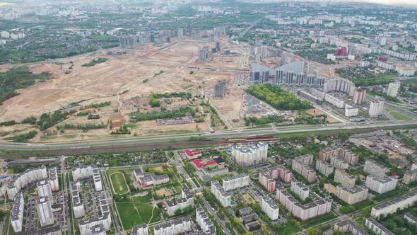 Top View of the Construction Site and the City alt
