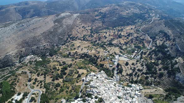 Koronida village on the island of Naxos in the Cyclades in Greece seen from t alt